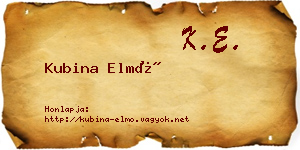 Kubina Elmó névjegykártya